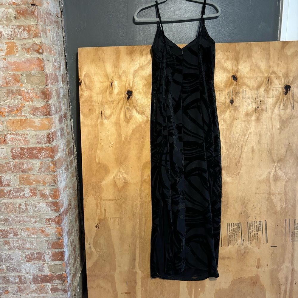 Vintage 90s Dave & Johnny Formal Velvet Black Maxi Dress Sz 8 - Picture 4 of 7
